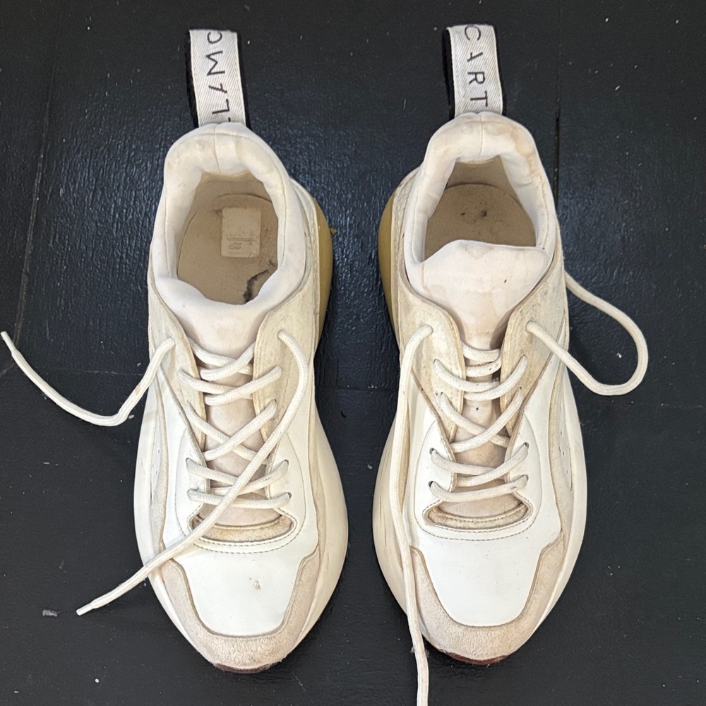 Stella McCartney Cream and White Lace-Up Sneakers